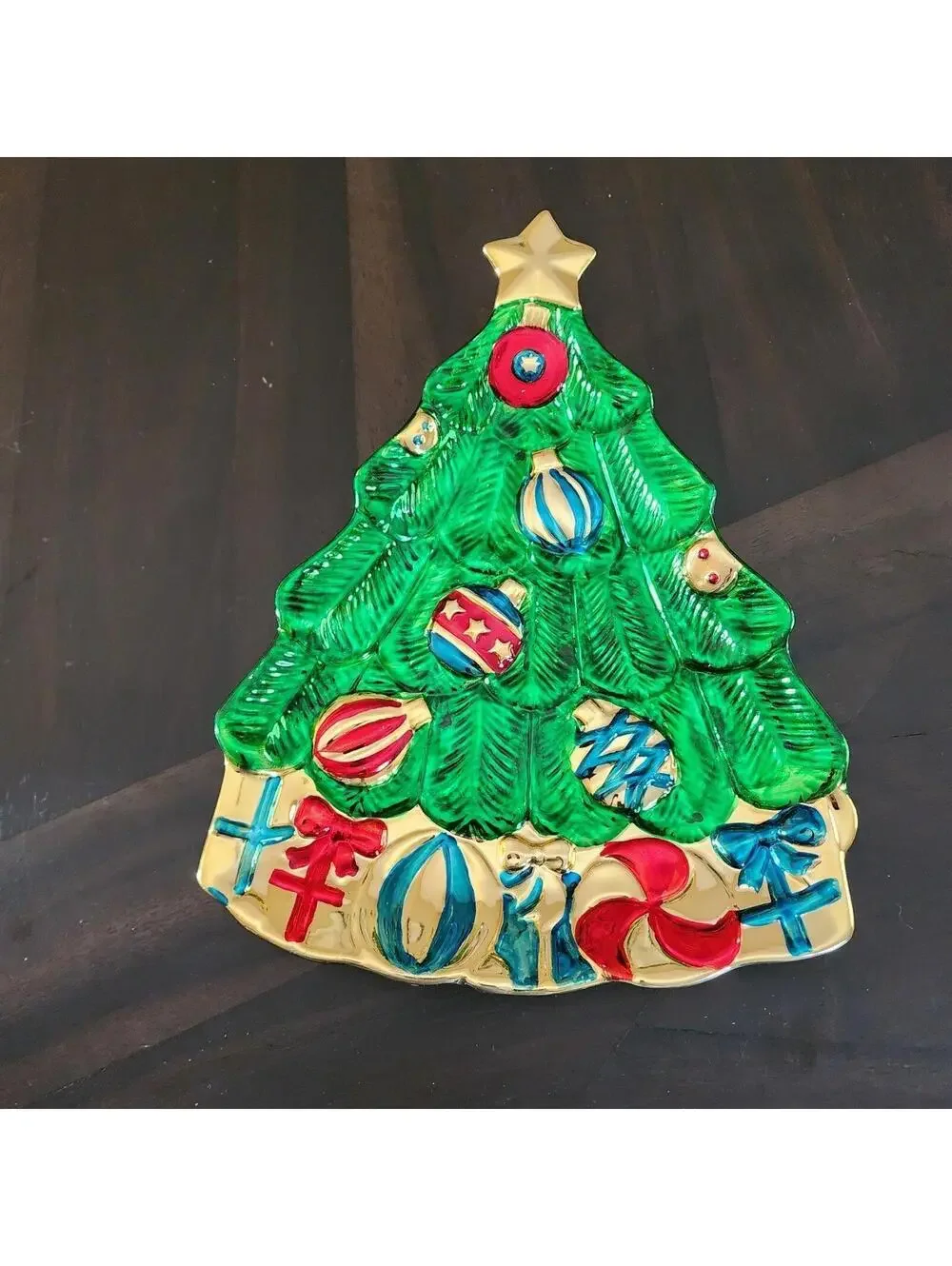 Flawless unique glass procelain christmas plate by AMC 13